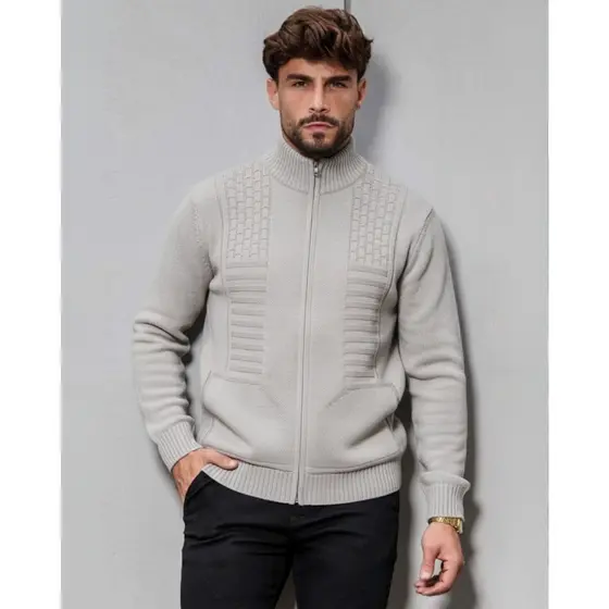 Jaqueta Masculina com Zíper Tricot Casaco Masculino blusa de frio masculina