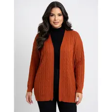 Cardigan Feminino Tricot Casaquinho Trançado Manga Longa Tricot