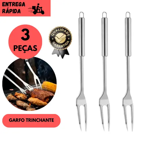 Kits 3 ou 1 Garfo Trinchante De Inox Profissional Cozinha Ideal Para Cortes Churrasco e Carnes