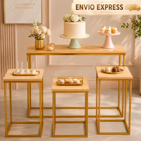 Conjunto 4 Mesas Cubo Festa Quadrada Desmontavel para Decoração Eventos Pegue Monte Aniversario