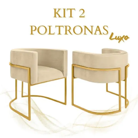 kit 2 Poltronas Betina veludo Decorativa Sofa Cadeira para Clinica Recepção Consultório Cadeira para Mesa e Sala Jantar