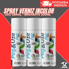 Tinta Spray Verniz Incolor Brilhante 300ml – Secagem Rápida, Uso Geral e Brilho em Bijuterias