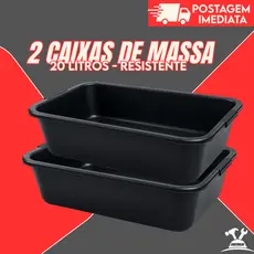 Kit 2 Masseiras Plásticas 20L | Caixa de Massa Resistente Lavável Construção Concreto Cimento
