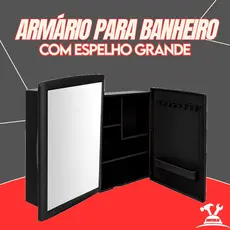 Armário de Banheiro com Espelho Grande Preto e Branco – Armário Suspenso Dual Espaçoso com Porta e Prateleiras