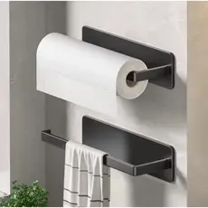 Porta Papel Toalha Multiuso Suporte Rolo e Toalha para Cozinha Banheiro Prático Facil de instalar em aço