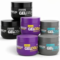 Kit 6x Gel Cola Incolor, Cera ou Black Sem Álcool Modela e Fixa Penteados Match Formen 300g