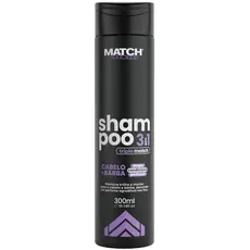 Shampoo 3 em 1 Match For Men 300ml Cabelo e Barba Limpa Condiciona Perfuma