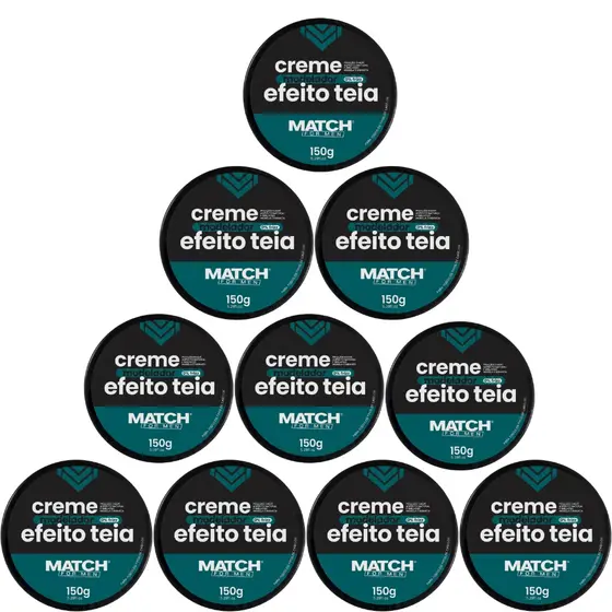Kit 10 Pomadas Modeladoras Match Efeito Teia Alta Fixação 150g