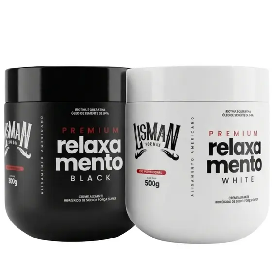 Kit Alisamento Americano Black e White 2x500g Com Biotina & Keratina Match Formen