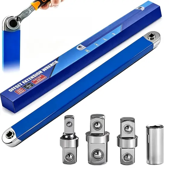 Kit5 Chave Extensão Catraca Multifuncional Dupla Finalidade Aço Carbono Reparo Automotivo