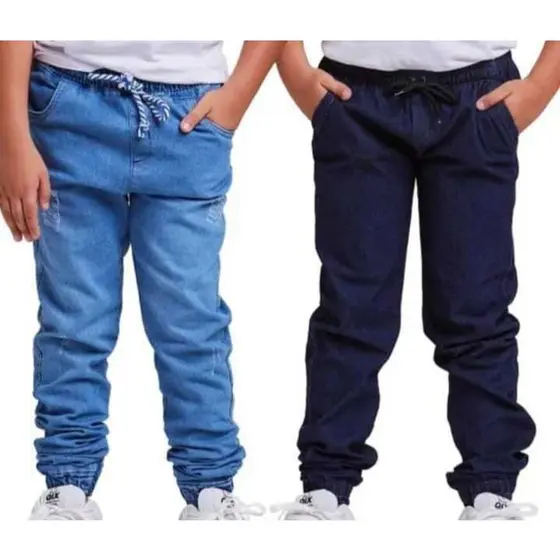 Kit 2 Calças Jogger Bebê Infantil Juvenil - Calça de criança jeans apertada da moda 2 ao 16