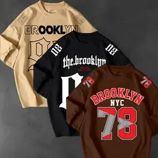 Kit 3 Camisetão Camiseta Brooklyn Streetwear 100% Algodão Premium Estilo Moda Academia Lançamento