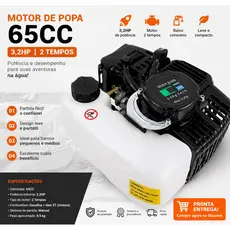 Motor de Popa Obby Tools 3,2 HP 65cc 2 Tempos – Leve, Potente e Econômico