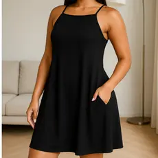 Vestido Básico de  Alçinha COM BOLSO Para o Verão Vestido Curto Confortavel Plus Size Com Elasticidade Soltinho