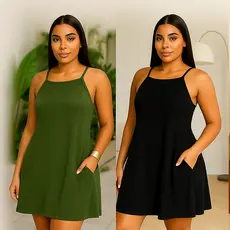 2 Vestidos Soltinho Confortável Vestido Básico Casual  Vestido Curto Confortavel Vestido de Calor