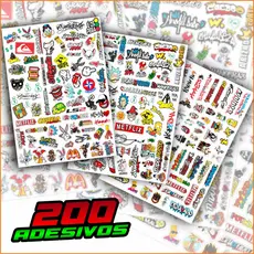 KIT 200 ADESIVOS masculino para Capacete Moto Bike Carro - Frases 244 Grau Osascorte Aranha - BRINDE