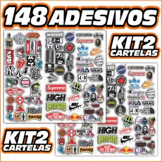 Kits 148 - 60 Adesivos Skate Surf e Moda | À Prova D’Água | Para Bagagem, Notebook, Moto e Bike