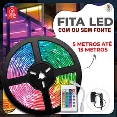 15M Fita LED 3528 SUPER LED ULTRA RGB 12V 300 LEDS | 16 CORES IP20 Com ou Sem Fonte