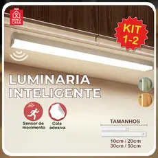 Smart Luminária Inteligente Ultra LED com sensor de movimento sem fio Recarregável USB fino barra 10/20/30/50cm