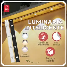 Smart Luminária LED Inteligente com Sensor de Movimento, Recarregável USB, Fina, 20/40/60cm, 3 Módulos