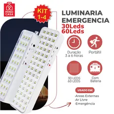 Luminária Emergência Lâmpada 30 ou 60 Leds Recarregável Bivolt Luz Branca Fria