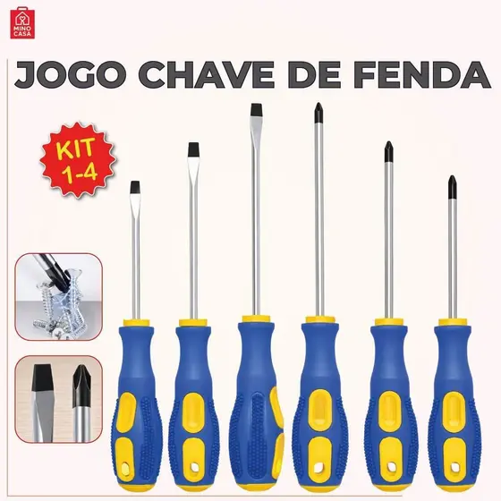 Kit Jogo de Chave de Fenda Diversos formatos Alta Durabilidade de Aço com Cabo Resistente