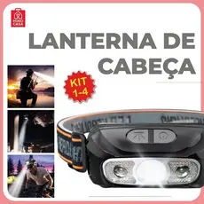 Lanterna de Cabeça Led Alta Potência com vidro óptico carregador USB Bivolt