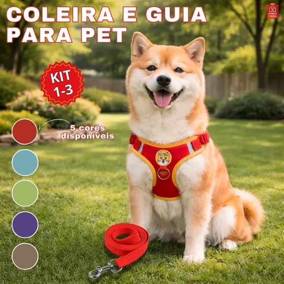 Coleira De Peitoral Cachorro Com Guia Para Caes e Gatos De Estimação Ajustável Filhotes Colete
