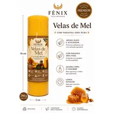 Vela Aromática Mel 280g 16cm Kit 1 2 3 4 5 e 6 Unidades