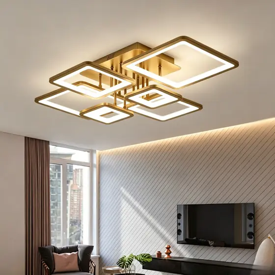 Lustre LED Controle Remoto Luminária Moderna 3 cores Lustre de teto Moderno de 110/220v