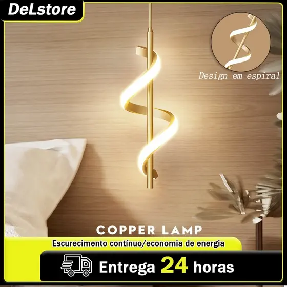 Luminária Pendente LED Espiral Design Moderno Luz Suave Bivolt 110V-220V Ideal para Sala de Jantar e Cozinha