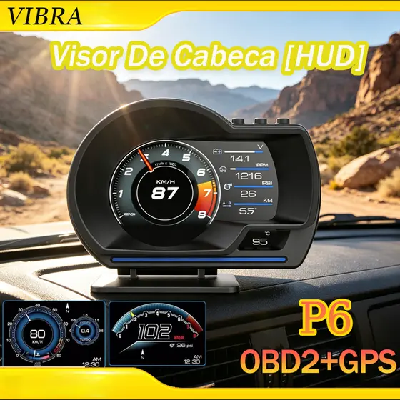 Medidor De Sistemas OBD2 Duplos Universal E GPS Velocímetro Up Display Multifuncional Temperatura Da Água Turb