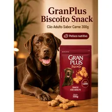 GranPlus Biscoito Snack para Cães Adultos Sabor Carne 300g Petisco Crocante Nutritivo para Cachorro