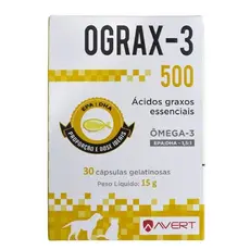 Suplemento Ograx-3 500 para Cães e Gatos 30 Cápsulas