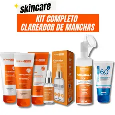 Kit Skincare Vitamina C Dermachem+Serum Clareador+Protetor Solar Sem Cor FPS60+Mousse Micelar Vit. C Rhenuks