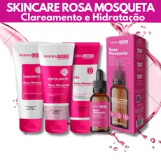 Kit Skincare Rosa Mosqueta Hidratante +Sérum Rosa Mosqueta Clareador 100% Eficacia-Dermachem 4 Itens