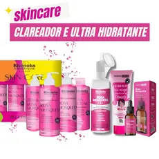 Kit Skincare Rosa Mosqueta Rhenuks + Mousse Micelar Limpeza Facial +Gel Facial Peel off mascara rosa+serum rosa