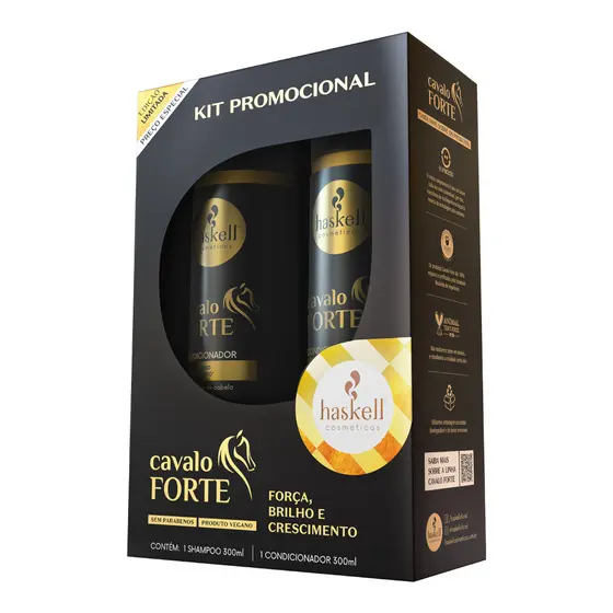 Kit Haskell Cavalo Forte | Shampoo + Condicionador | Crescimento e Força para os Cabelos