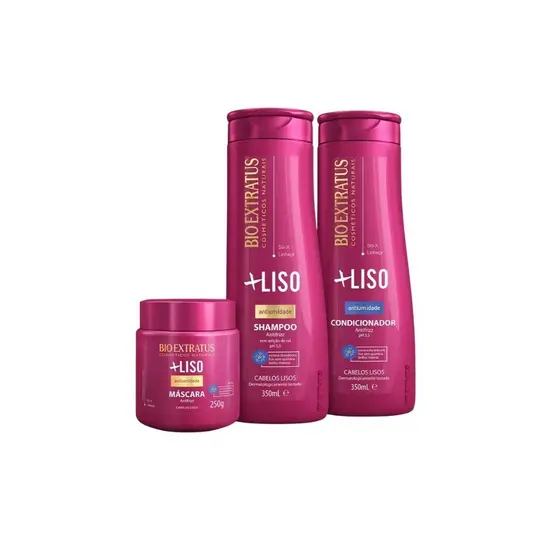 KIT BIO EXTRATUS MAIS LISO SHAMPOO, CONDICIONADOR, MASCARA - Cabelos sem frizz e mais lisos