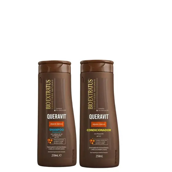 Kit Bio Extratus Queravit Shampoo Hidratante + Condicionador 250ml – Reconstrução, Força e Brilho