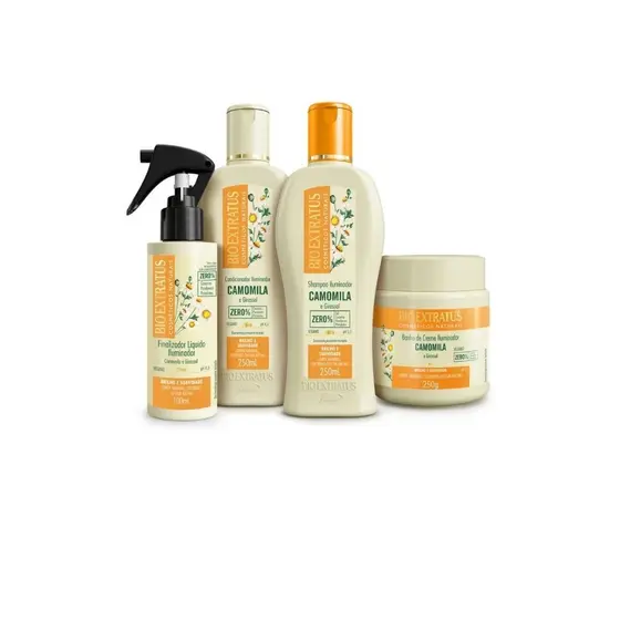 Kit Bio Extratus Camomila Shampoo Condicionador Máscara e Finalizador 250ml