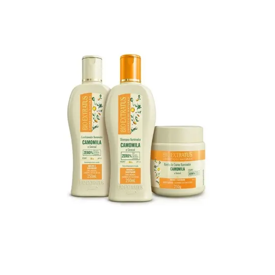 'Kit Bio Extratus Camomila 250ml Shampoo + Condicionador + Máscara Nutrição e Brilho