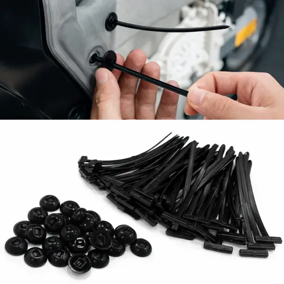 Kit Abraçadeira 20/50/10 Nylon Enforca Gato para choque Travamento Automático Fivela Tipo T carro universal