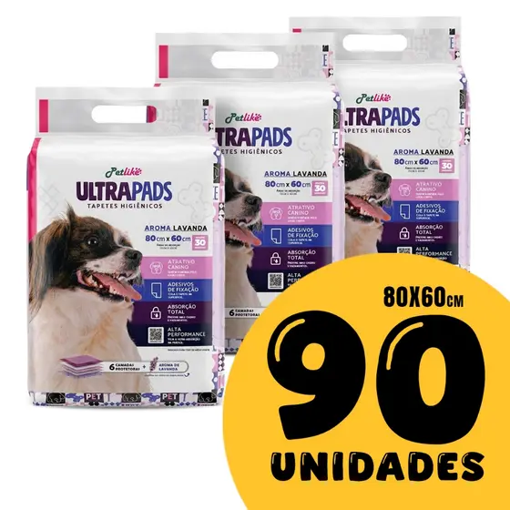 Tapete Higiênico Pet P/ Cães Ultra Pads Lavanda 80x60 90un
