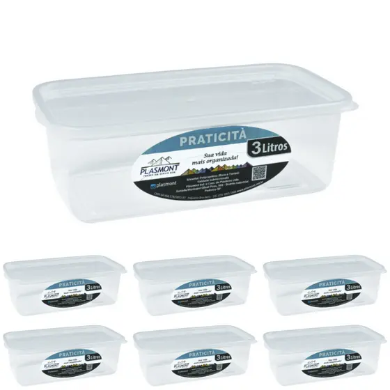 Kit 20 Potes Herméticos 3L C/ Tampa – Marmita Jumbo Freezer Geladeira Cozinha Organizada Alimentos