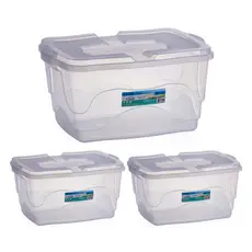 Kit 3 Caixas Container Organizadoras 20L Transparente De Plástico Para Brinquedos Roupas Livros