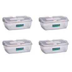 Kit 4 Caixas Organizadoras 12L com Tampa  Plástico Transparente Reforçado p/ Brinquedos e Roupas