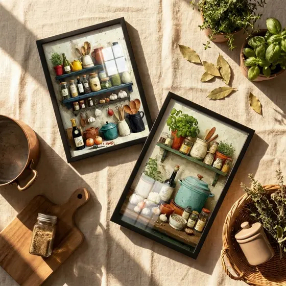 Quadros Decorativos Cozinha Kit 2 Vintage Rústico 18x24 Gastronômico Parede com Moldura Vidro Pixer