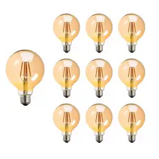 KIT 10 LAMPADA FILAMENTO DE LED GLOBO G80 4W AMBAR 2200K BIVOLT GALAXY LED