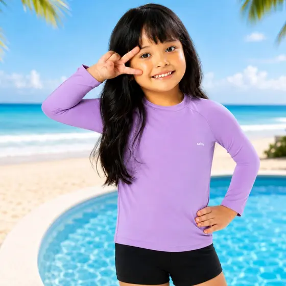 Camiseta Térmica Infantil Proteção Uv 50+ Kids Selene Longa Feminino 2 a 8  Anos
